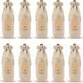 Miniatyrbilde 1 av 3: 12-delt jute lerret vinpose, gjenbrukbare gaveposer for vinflasker med strammesnor, gavelapper, bryllup, bursdag, høytidsfest (beige)