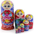 Miniatyrbillede 1 af 5: Russiske Nesting Dolls Russiske Nesting Dolls Træ Stablet Nesting Sæt 7 Stykke Håndlavede Legetøj Børnegaver