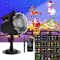 Miniatyrbilde 1 av 4: Utendørs Juleprojektor LED med 16 Lysbilder Projeksjonslampe IP44 Vanntett med Fjernkontroll Utendørs Julelys for Julefest Fødselsdag