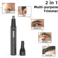 Miniatyrbilde 2 av 5: Nesetrimmer (svart) egnet for både menn og kvinner, 2-i-1 profesjonell smertefri USB-oppladbar nesetrimmer og øretrimmer, vanntett, tørr