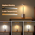Miniatyrbilde 3 av 4: Trådløs berøringsbordlampe LED-nattlys, USB-batteridrevet oppladbar bordlampe for soverom/stue/utendørs bærbar lys (2 stk sølv)