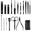 Miniatyrbild 2 av 4: Manikyr Pedikyr Kit, 17 Delars Nagelklippare Reseset Rostfritt Stål Nagelsax, Nagelvård med Läderfodral