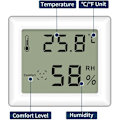 Miniatyrbild 3 av 5: Hygrometer Termometer Inomhus Stor Skärm Väggdisplay Magnetisk Elektronisk Temperatur Fuktighet Mätare med Stativ för Växthus Hem, Modell: Vit