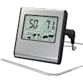 Miniatyrbild 1 av 5: Digital kötttermometer med stor LCD-skärm för rökugn, kök, grilltermometer med timer och temperaturprob i stål