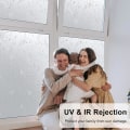 Miniatyrbild 5 av 5: Fönsterfilm för integritet, blommig etsad fönsterfilm, frostad film för integritetsskydd, repositionerbar mörkläggningsfilm utan lim, anti-UV 60x200cm