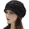 Miniatyrbilde 3 av 5: （Svart）Våren Høst Beanies Dame Håndlaget Heklet Slouchy Beanie
