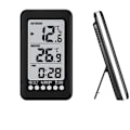 Miniatyrbild 4 av 5: LCD trådlös digital termometer med elektronisk temperatursensor för inomhus- och utomhusmiljö, meteorologisk klocka, trådlös sändare,