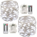 Pikkukuva 1 / 4: 2 x 10 m:n paristokäyttöiset LED-valosarjat 100 LED:llä Ajastintoiminto Kaukosäätimellä IP65 Vedenpitävä Sisä- ja ulkokoristelu Jouluun