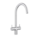 Miniatyrbillede 1 af 3: Forkromet køkkenarmatur med to greb, monoblok-vaskebatteri, keramisk ventilpatron, svingbar tud, krom
