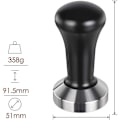Miniatyrbillede 3 af 5: Kaffe Tamper 51mm, Espresso Kaffe Pressning Værktøj, BetterLife Rustfrit Stål Flad Kaffe Pulver Hammer (Sort)