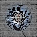 Miniatyrbild 3 av 5: Musikgitarr Vinyl Record Väggklocka Modern Design Kreativ Väggkonst Vardagsrum Sovrum Dekoration Klocka med 12 Tums LED