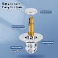 Miniatyrbillede 5 af 5: Pop-up vaskepropper, 2 universelle vaskepropper med 2 skiver, anti-stop afløbsfilter, køkken- og badeværelsesafløbspropper (34-40mm)