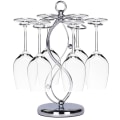 Miniatyrbilde 1 av 3: Vinstativ i rustfritt stål, elegant tørkestativ for glass/stativ for vinglass/oppbevaring av stettglass med 6 kroker for flere bruksområder, sølv