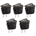 Miniatyrbillede 1 af 5: Sort - Sæt med 5 runde vippekontakter - 2 SPST-terminaler, 6 A, 250 VAC, UL, VDE