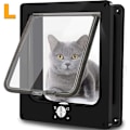 Miniatyrbild 4 av 5: Kattlucka (innermått: 19,5 x 18 x 5,5 cm, svart) Magnetkattlucka med 4-vägs roterande lås för katter, kattungar och kattungar, uppgraderad version