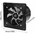 Miniatyrbild 2 av 5: 15 cm (6 tum) Luftutsugsfläkt, pärlhålsdiameter 150 mm, 40W väggmonterad utsugsfläkt för badrum och kök (svart)