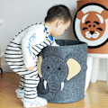 Miniatyrbillede 4 af 5: Filtetøjskurv - Elefant Babykurv Rund Sammenklappelig Opbevaringskurv til Kontor Soveværelse Tøj Bøger