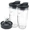Miniatyrbillede 1 af 5: Reservedele til Ninja blender, 24 oz kop med 7 finner med vandtæt og vandtæt låg til Nutri Ninja BL480 BL482 BL642 NN102 BL682 (2 kopper, 2 låg)
