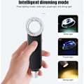 Miniatyrbillede 2 af 4: Lupe 30x hvid lilla gul lys 3 farver Genopladelig USB med multifunktionelt blad