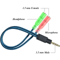 Miniatyrbillede 2 af 5: Dobbelt Jack Mikrofon Headset PC Adapter 3,5mm Han til Dobbelt Hun Audio Splitter Splitter Kabel Fungerer på PS4 eller Xbox Controller, PC, Smartphone,