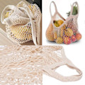 Miniatyrbild 2 av 4: Återanvändbara bomullsmesh-kassar Bomullsrepkassar Mesh-shoppingkassar Mesh-kassar 2-pack (Beige)