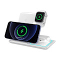 Miniatyrbillede 2 af 4: Trådløs oplader, 3 i 1 kompatibel med iPhone 14, 13, 12, 11/XS Max/XR, iWatch Ultra/8/7/6/SE/5/4/3/2, Samsung Galaxy og AirPods 3 /2/pro (hvid)