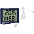 Miniatyrbild 1 av 4: Digital termometer hygrometer inomhus utomhus temperaturmätare övervaka fuktighet bakgrundsbelyst väderstation LCD väckarklocka, HTC-2