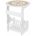 Miniatyrbillede 2 af 5: Hvid Lille Rund Side End Bord Ved Siden Af Kaffe Te Bord Opbevaring Organizer Rack