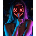 Miniatyrbilde 2 av 4: Skummel Halloween-maske, LED-maske lyser opp Purge-maske-kostyme, Scream Anonymous-maske Halloween-kostyme for voksne barn, rød