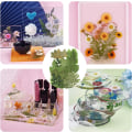 Miniatyrbilde 3 av 5: 4 Pakke Presset Tørkede Blader Herbarium Plante Kronblad Blader Mix Ekte Naturlige Tørkede Blader For Resin Art DIY Nail Art Pynt Klistremerker Presset Le