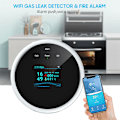 Miniatyrbild 3 av 5: WiFi gasläckagedetektor och LCD väggalarm väggapp intelligent Wi-Fi naturgastestare/LPG-alarm Summer för hem skrivbord (EU)