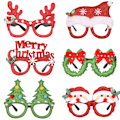 Miniatyrbillede 1 af 5: 6 stk. Juleglitter-festbriller med designs til julefester, julegaver (One Size Fits All)