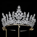 Miniatyrbilde 5 av 5: Bryllupshårpynt, prinsessekrone, bryllupshodeplagg, zirkonkrone, sølv