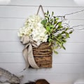 Miniatyrbillede 3 af 4: Hortensia Kurve Krans Blomster Simulation Rattan Dør Kurv Dør Hængende Dekoration