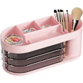 Miniatyrbillede 1 af 5: Makeup Opbevaringsboks, Kosmetik Display Cases, Smykkeopbevaringsboks, Støvtætte Kosmetik Display Cases med 3 Skuffer, til Soveværelse, Badeværelsesskab