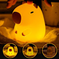 Miniatyrbillede 2 af 4: Silikone natlampe med Capybara, genopladelig LED sengelampe med variabel intensitet og timer, egnet til soveværelse og stue