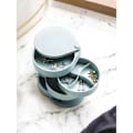 Miniatyrbillede 4 af 4: Smykkeskrin med 2 niveauer i mørkegrøn velour til kvinder, øreringe, halskæder, ure, med lås og nøgle