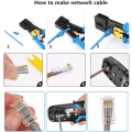 Miniatyrbilde 2 av 5: RJ45 Ethernet-krimper, 8P/6P-RJ11 nettverkskabelkrimper, RJ12 skrallekrimper kutter stripper blå
