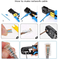 Miniatyrbillede 2 af 5: RJ45 Ethernet-krimpværktøj, 8P/6P-RJ11 netværkskabel-krimpværktøj, RJ12 skraldekrimpværktøj, afisoleringssaks, blå