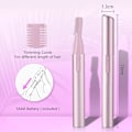 Miniatyrbillede 4 af 5: Pink - Elektrisk øjenbryns trimmer til kvinder, batteridrevet præcisionsansigtsbarbermaskine, smertefri trimning af ansigtshår, skønhedselektrisk øjenbryns trimmer,