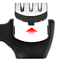 Pikkukuva 2 / 5: Älykäs Sharp 3-vaiheinen teroitin - keittiöveitsiin - ammattitason tulos/ergonomiset muodot - keraaminen kivi/volframikarbidi/timantti - musta/kromi
