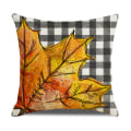 Miniatyrbilde 5 av 5: Høst Thanksgiving putetrekk i lin med lønneblad og gresskartrykk putetrekk til sofa (4 stk.)
