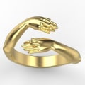 Miniatyrbillede 3 af 4: 2 stk. Guld Sølv Kærlighed Kram Ring Bånd Åben Finger Smykker Fuld Justerbar, Til Mænd Kvinder Fest Ringe Åben Ring Gave