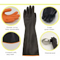Miniatyrbillede 2 af 5: 1 par latexhandsker, kemikaliebestandige, lange -ups i industrielle sikkerhedsgummibeskyttelseshandsker, resistente sorte handsker