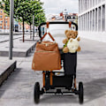 Miniatyrbild 4 av 5: 2 strollers krokar (svart + brun + rosa), premium läder stil barnvagn klämma rem, barnvagn krokar för blöjor väskor matvaror väskor, mamma krokar promenad