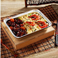 Miniatyrbilde 4 av 5: 50 stk. aluminiumsformer med lokk - 26,5 x 19,2 x 6,5 cm - 2000 ml - Aluminiumsformer for grill til steking/frysing/oppbevaring, beholder