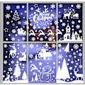 Miniatyrbild 1 av 4: 1 set fönsterdekaler jul fönsterdekorationer jul fönsterdekaler med snögubbar renar snöflingor tallar (vit älg ceder)