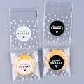 Miniatyrbillede 1 af 5: Sorte Hvide Tilfældige-200 Stykker Cellofanposer, Dessert Cookieposer Julefest Gaveposer med Gennemsigtig Mærkat Slikposer (7*7+3cm)