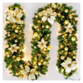 Miniatyrbilde 1 av 5: Julekrans med opplysning Juledekorasjon 270cm LED LED LED LYS GUIRLY JULEDEKORASJON Julekrans Gran Gun