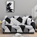 Miniatyrbild 1 av 5: Sofföverdrag 2-sits 145-185cm Sofföverdrag med moderna armstöd överdrag universellt elastiskt sofföverdrag svartvitt grått skyddande överdrag